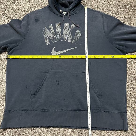 Thrashed Hoodie y2k Nike Swoosh Distressed Navy Blue Sun Faded Soft Thin Blue XL - Picture 9 of 13